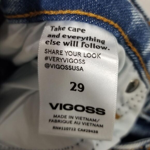 Vigoss Jeans Size 29/8 Royce 70s Stove Pipe Fray Hem Wide Leg High Rise Medium - Picture 8 of 14